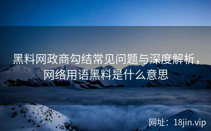 黑料网政商勾结常见问题与深度解析，网络用语黑料是什么意思